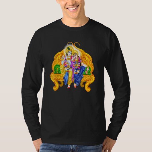 Lord Krishna und Devi Radha Hindu Deity Meditation T-Shirt (Vorderseite)