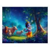 Lord Krishna Vrindavan Illustration Poster (Vorderseite)