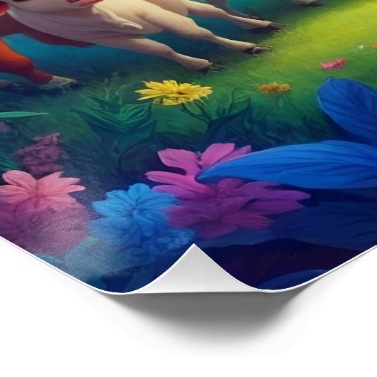 Lord Krishna Vrindavan Illustration Poster (Ecke)