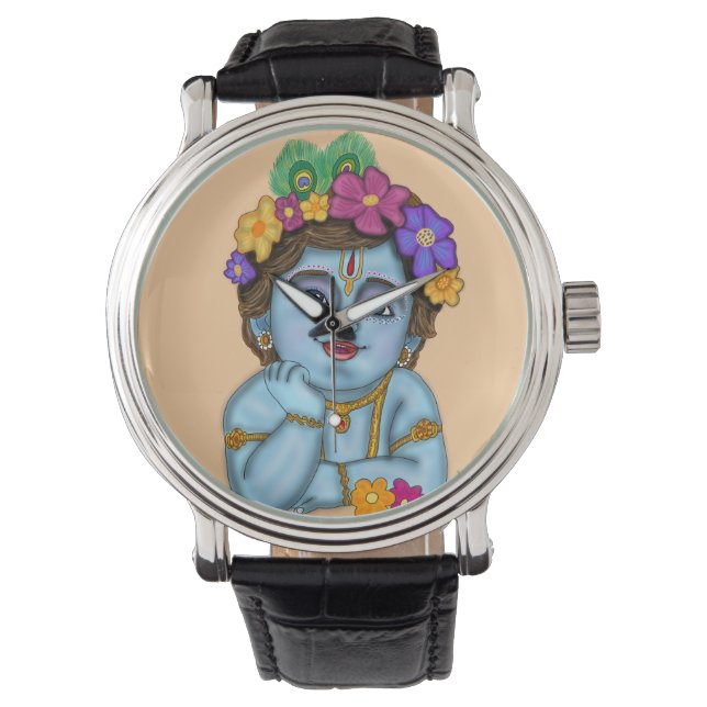 Lord Krishna Wall Clock Armbanduhr (Vorderseite)
