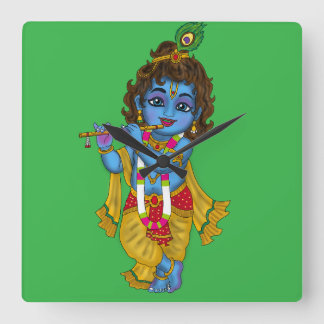 Lord Krishna Wall Clock  Quadratische Wanduhr