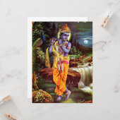 Lord Krishna with Flute Hindu God Karte (Vorderseite/Rückseite Beispiel)