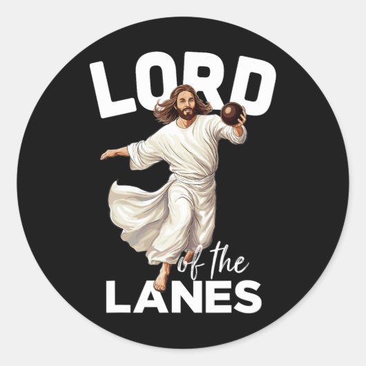 Lord Lanes Funny Christlich Christ Gutter Bowling  Runder Aufkleber (Vorderseite)