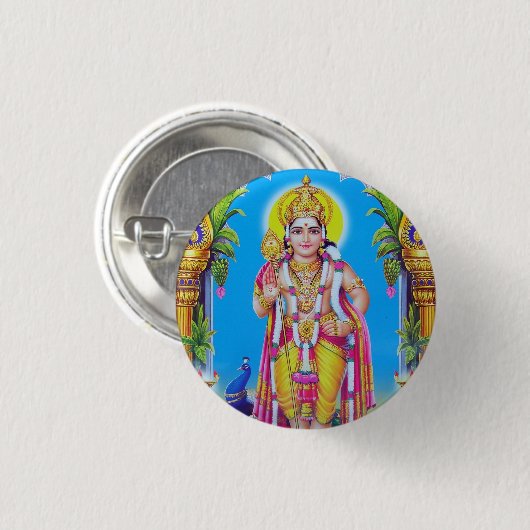 Lord Muruga, hindischer Gott Button (Vorne & Hinten)