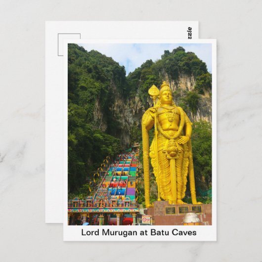 Lord Murugan in Batu Höhlen 2 & Treppen Postkarte (Vorne/Hinten)