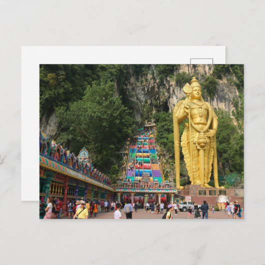 Lord Murugan & Treppe in Batu Höhlen 3 Postkarte (Vorne/Hinten)