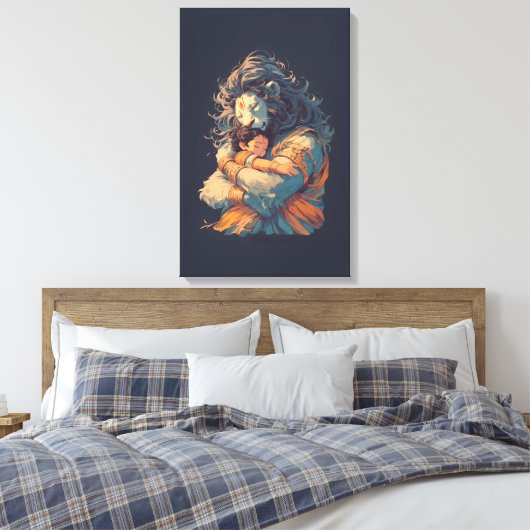 Lord Narasimha Hugging Prahlada Leinwand Mauer (Insitu (Schlafzimmer))