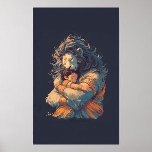 Lord Narasimha Hugging Prahlada Poster