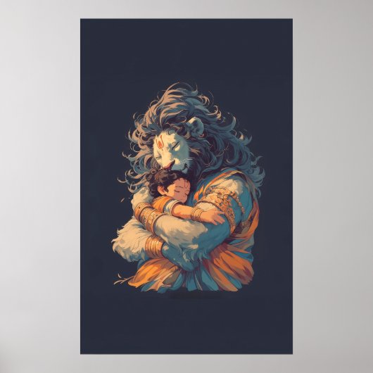 Lord Narasimha Hugging Prahlada Poster (Vorne)