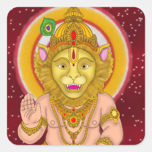 Lord Narsimha-Aufkleber Quadratischer Aufkleber