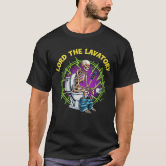 LORD OF THE LAVATORY – Skeleton on Toilet Graphic  T-Shirt