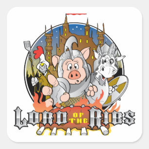 LORD OF THE RIBS BBQ QUADRATISCHER AUFKLEBER