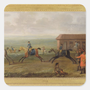 Lord Portmore Watching Racehorses auf Übung auf N Quadratischer Aufkleber