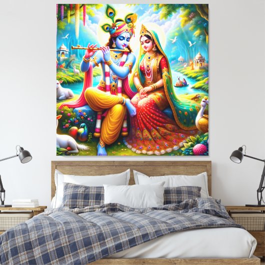 Lord Radha Krishna Canvas Print Picture Leinwanddruck (Insitu (Schlafzimmer))