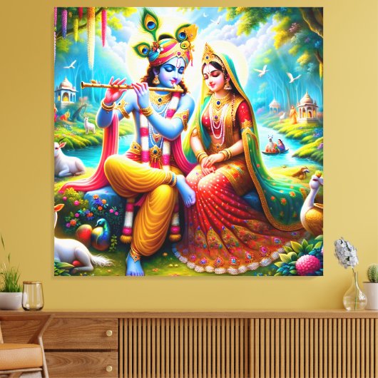 Lord Radha Krishna Canvas Print Picture Leinwanddruck (Insitu (Wohnzimmer))