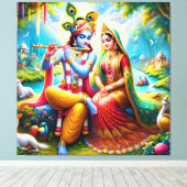 Lord Radha Krishna Canvas Print Picture Leinwanddruck (Insitu (Holzboden))