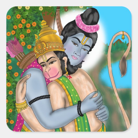 Lord Rama & Hanuman Aufkleber (Vorderseite)
