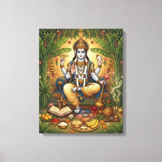 Lord Satyanarayana Hindu Devotional Wandkunst Leinwanddruck