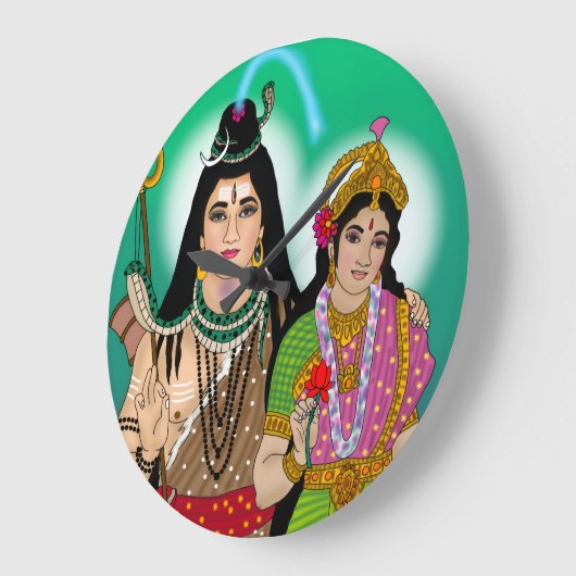 Lord Shiv Parvati Clock Große Wanduhr (Winkel)