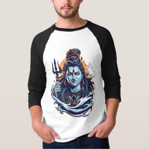 Lord Shiva Adiyogi Kunst - Kraftvoller Mahadev Dre T-Shirt