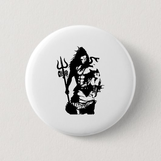 Lord Shiva Art Angry Trishul Button (Vorderseite)