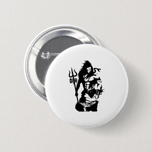 Lord Shiva Art Angry Trishul Button (Vorne & Hinten)