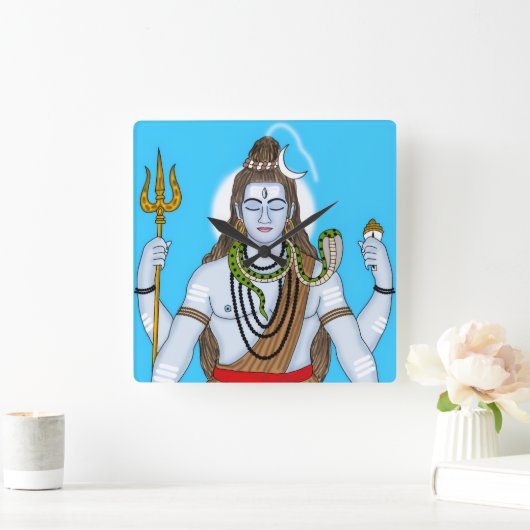Lord Shiva Clock Quadratische Wanduhr (Zuhause)