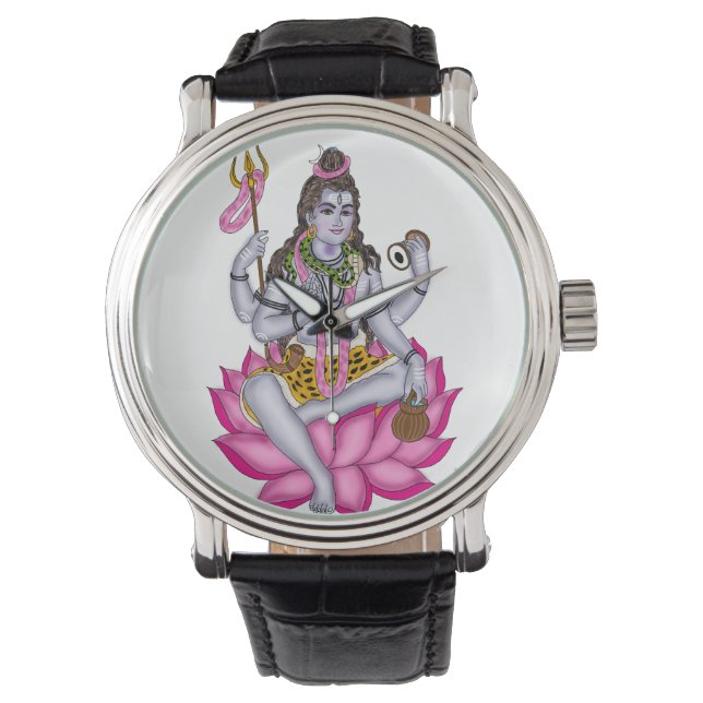 Lord Shiva Clock – Wall Decor & Home Decor Armbanduhr (Vorderseite)