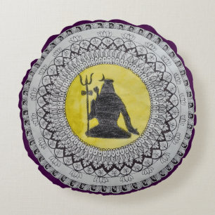 Lord Shiva Mandala Art Rund Kissen