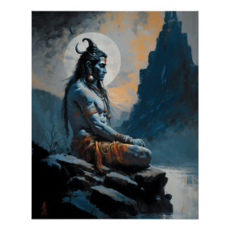 Lord shiva meditieren, häusliche Erwärmung, Gesche Poster