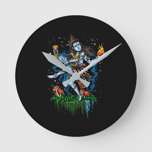 Lord Shiva Nataraja Dancing Hindu Gott Runde Wanduhr (Vorderseite)