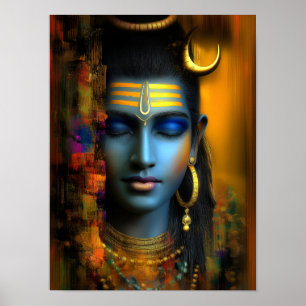 Lord Shiva Print: Moderne Abstrakte Visionskunst Poster
