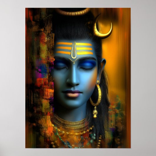 Lord Shiva Print: Moderne Abstrakte Visionskunst Poster (Vorne)