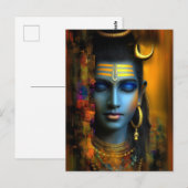 Lord Shiva Print: Moderne Abstrakte Visionskunst Postkarte (Vorne/Hinten)