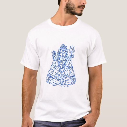 Lord Shiva Scribbled Line Art T-Shirt (Vorderseite)