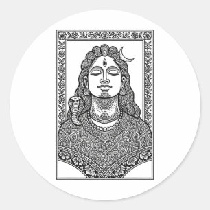 Lord Shiva traditionelle indische Mehendi und Mand Runder Aufkleber