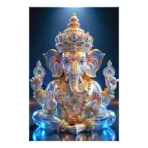 Lord Shree Ganesha Crystal & Diamond Skulptur
