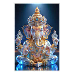 Lord Shree Ganesha Crystal & Diamond Skulptur Fotodruck