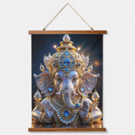 Lord Shree Ganesha Crystal & Diamond Skulptur Ha Wandteppich Mit Holzrahmen