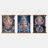 Lord Shree Ganesha Crystal & Diamond Skulptur Wandteppich Mit Holzrahmen (Dreifach)