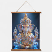 Lord Shree Ganesha Crystal & Diamond Skulptur Wandteppich Mit Holzrahmen (Vorderseite 2)