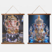 Lord Shree Ganesha Crystal & Diamond Skulptur Wandteppich Mit Holzrahmen (Doppelt)