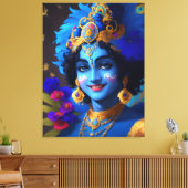 Lord Shri Krishna Hindu Deity AI Generiert Leinwanddruck (Insitu (Wohnzimmer))