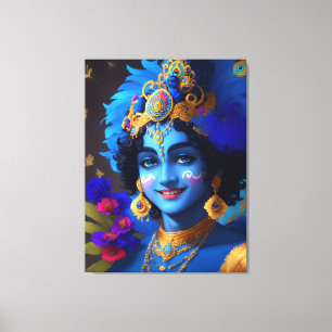 Lord Shri Krishna Hindu Deity AI Generiert Leinwanddruck