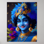 Lord Shri Krishna Hindu Deity AI Generiert Poster (Vorne)