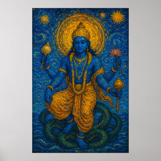 Lord Vishnu Bewahrer des Universums Artwork Poster (Vorne)