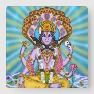 Lord Vishnu Clock Quadratische Wanduhr