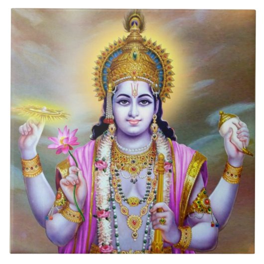 Lord Vishnu Floral Fine Art Fliese (Vorderseite)