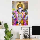 Lord Vishnu Floral Fine Art Poster (Heimbüro)