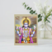 Lord Vishnu Floral Fine Art Postkarte (Stehend Vorderseite)